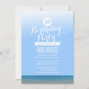 Invitation Blue Sky Beach Thème Anniversaire
