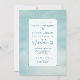 Invitation Blue Sky Nuages Mariage Inviter QR Code Ethereal