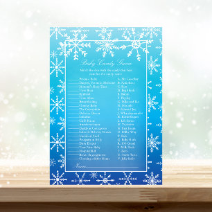 Invitation Blue Snowflake Baby Candy Baby shower Jeu
