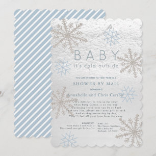 Invitation Blue Snowflake Baby Sa douche froide par courrier
