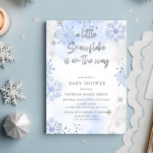 Invitation Blue Snowflake est sur le chemin Baby shower d'hiv
