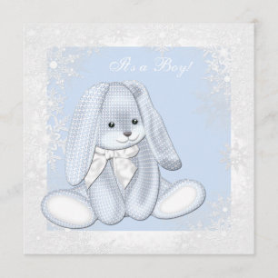 Invitation Blue Snowflake Winter Wonderland Baby Boy Shoy
