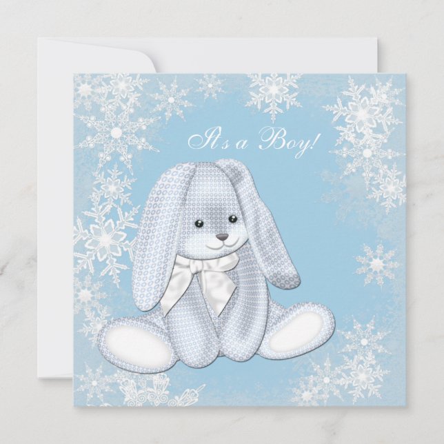 Invitation Blue Snowflake Winter Wonderland Baby shower (Devant)