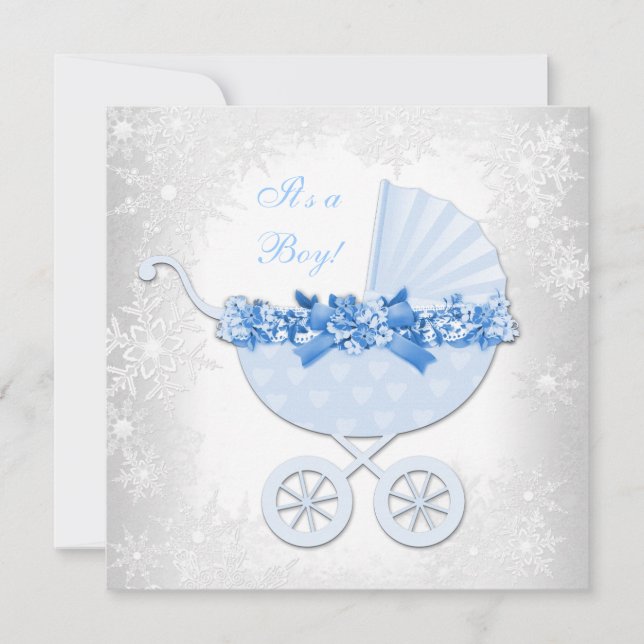 Invitation Blue Snowflake Winter Wonderland Baby shower (Devant)