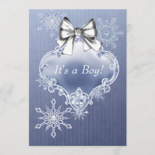 Invitation Blue Snowflake Winter Wonderland Baby shower