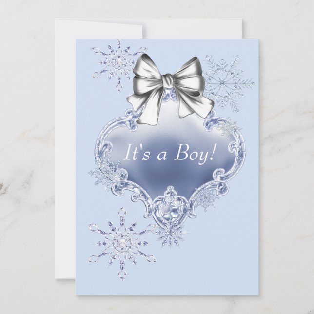 Invitation Blue Snowflake Winter Wonderland Baby shower (Devant)