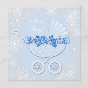 Invitation Blue Snowflake Winter Wonderland Baby shower