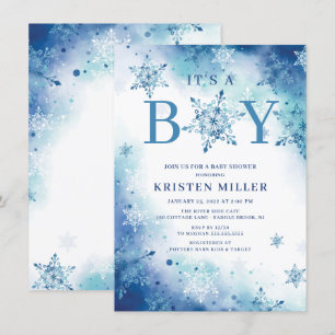 Invitation Blue Snowflakes C'est un Baby shower d'hiver pour 