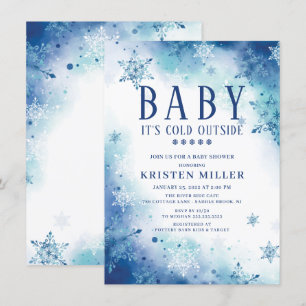 Invitation Blue Snowflakes Garçons Baby shower d'hiver Invita