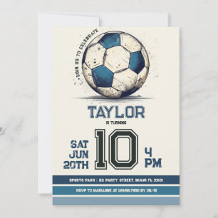 Invitation Blue Soccer Sports Boy Jersey Anniversaire de enfa
