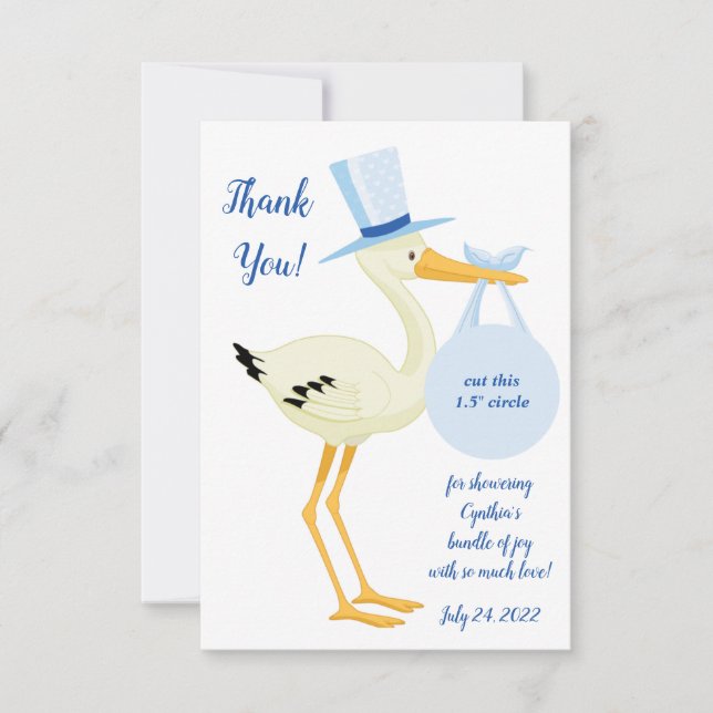 Invitation Blue Stork EOS lèvre balm baby shower de faveur ca (Devant)