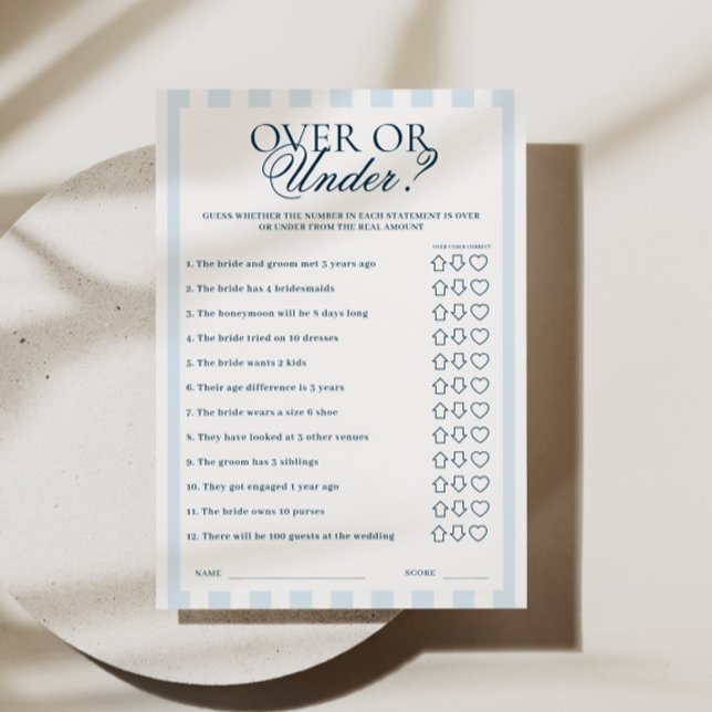 Invitation Blue Striped Over or Under Card (Créateur téléchargé)