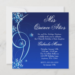 Invitation Blue Swirl Winter Wonderland Quinceanera
