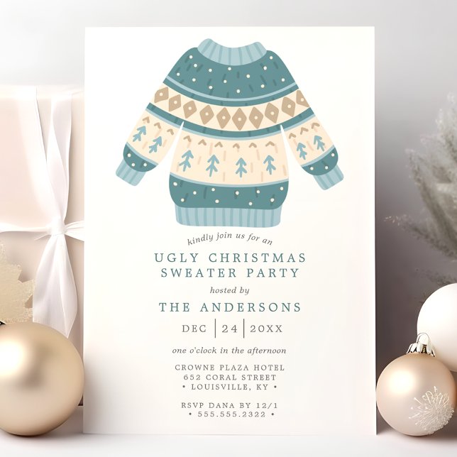 Invitation Blue Tacky Ugly Christmas Sweater Party (Créateur téléchargé)