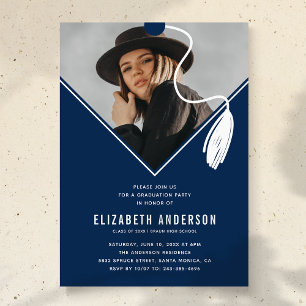 Invitation Blue Tassel Casquette Photo Graduation Party