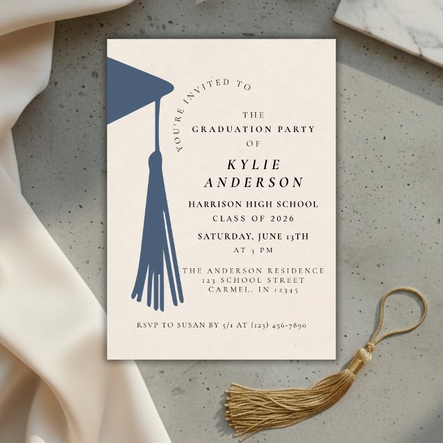 Invitation Blue Tassel High School Graduation Party (Blue Tassel High School Graduation Party Invitation)
