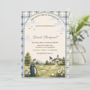 Invitation Blue Teddy Bear Country Club   Fête de retraite