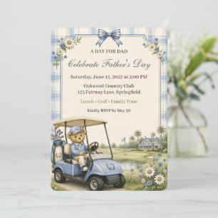 Invitation Blue Teddy Bear Country Club Fête des Pères
