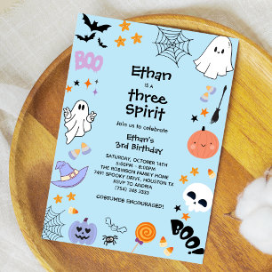 Invitation Blue Three Spirit Ghost Halloween 3e anniversaire