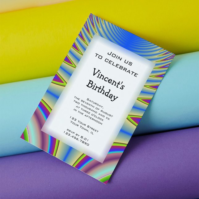 Invitation Blue Tie Dye fête d'anniversaire (Créateur téléchargé)