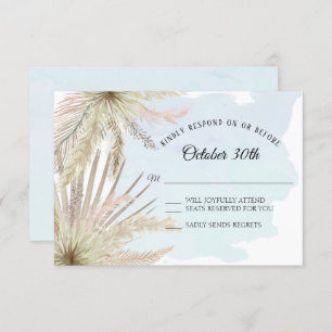 Invitation Blue Tropical Beach Boho Jungle Feuillage