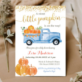 Invitation Blue Truck Citrouille est sur le baby shower