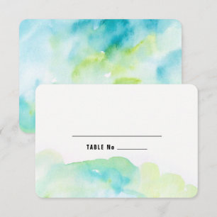 Invitation Blue Turquoise Aquarelle Mariage Table Place Card