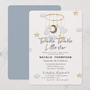 Invitation Blue Twinkle Little Star Boy Baby shower