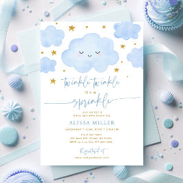 Invitation Blue Twinkle Star Cloud Baby Sprinkle