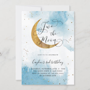 Invitation Blue Two The Moon Boy 2e fête d'anniversaire
