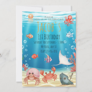 Invitation Blue Under the Sea birthday