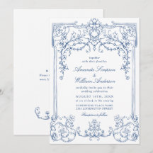 Blue Victorian Ornate Grace Floral Mariage françai
