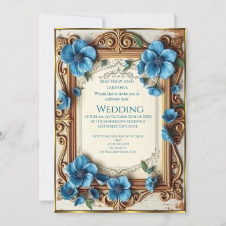 Invitation Blue Vintage Wedding Beautiful floral French 