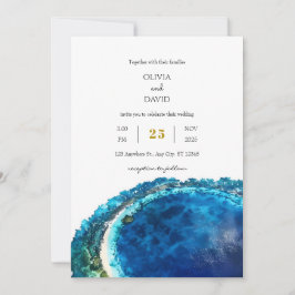 Invitation Blue Water Tropical Atoll Island Beach Mariage