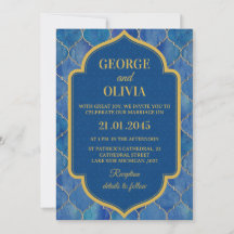 Blue Watercolor Moroccan Pattern Wedding
