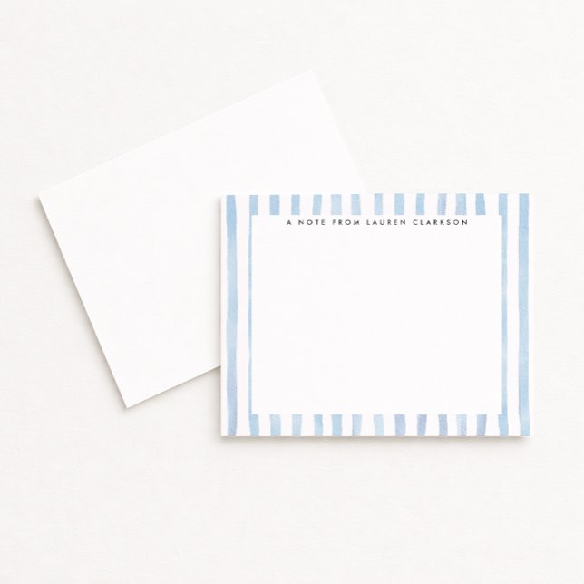 Invitation Blue Watercolor Striped Stationery Note Card (Créateur téléchargé)