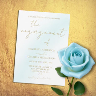 Invitation Blue Watercolor Wave Engagement
