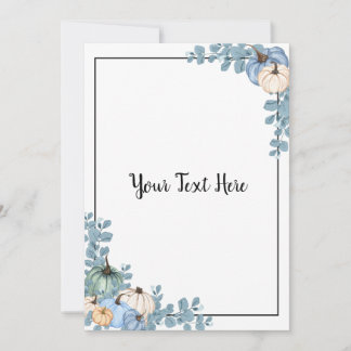 Invitation Blue & White Pumpkins