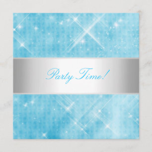 Invitation Blue White Silver Lights
