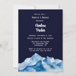 Invitation Blue White Snowy Mountains Brunch & Bubbly
