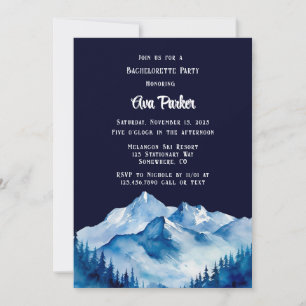 Invitation Blue White Snowy Mounts Bachelorette Party