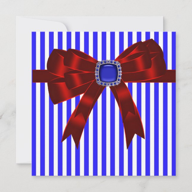 Invitation Blue White Stripe Company Picnic BBBQ (Devant)