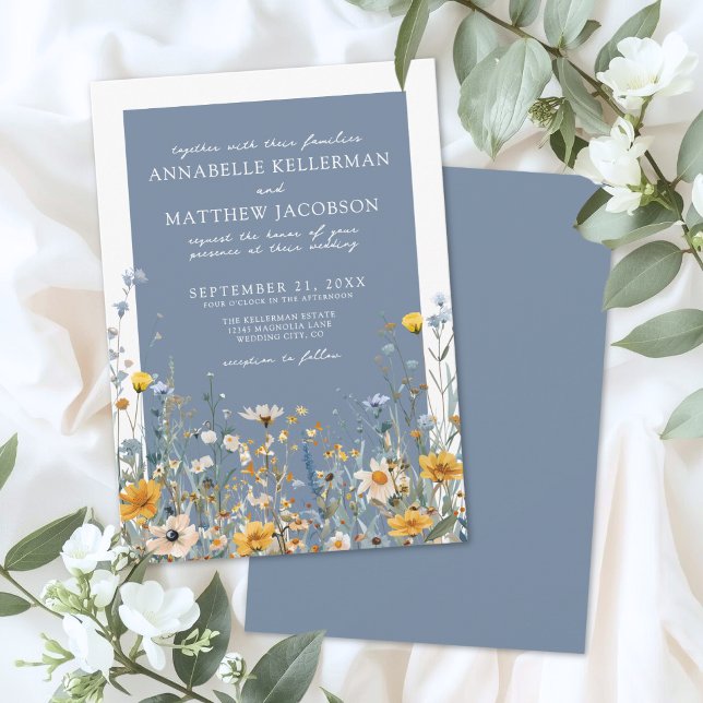 Invitation Blue Wildflower Floral Wedding (Blue Wildflower Floral Wedding Invitation)