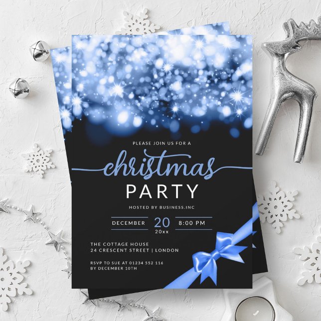 Invitation Blue Winter Sparkling Company Fête de Noël (Blue Winter Sparkling Company Xmas Party Invitation)