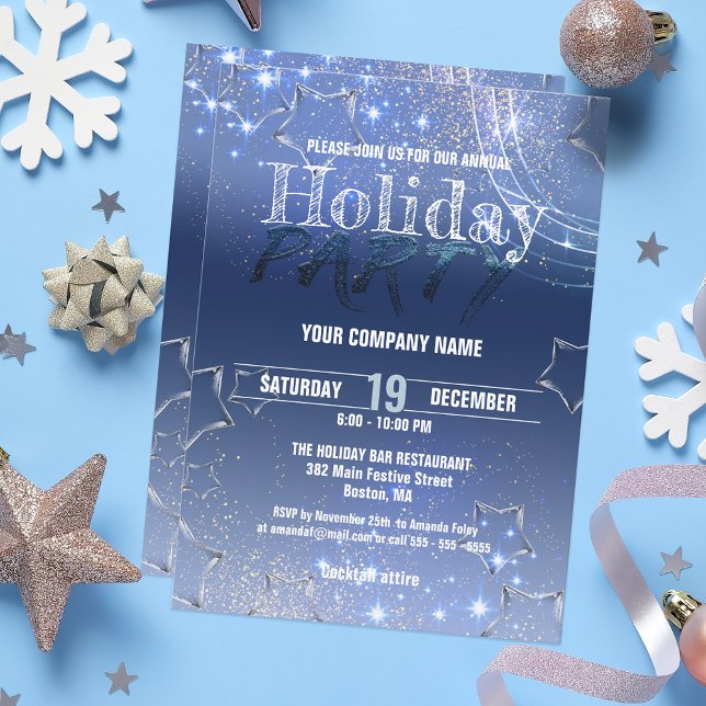 Invitation Blue Winter Wonderland Business Christmas Party (Créateur téléchargé)