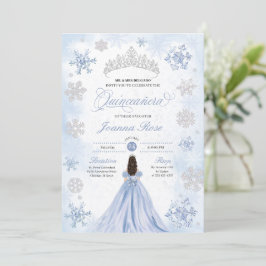 Invitation Blue Winter Wonderland Snowflake Quinceanera
