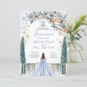 Invitation Blue Winter Wonderland Snowflake Quinceanera