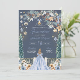 Invitation Blue Winter Wonderland Snowflake Quinceanera