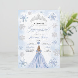 Invitation Blue Winter Wonderland Snowflake Quinceanera