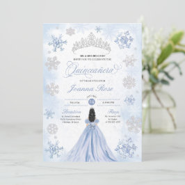 Invitation Blue Winter Wonderland Snowflake Quinceanera